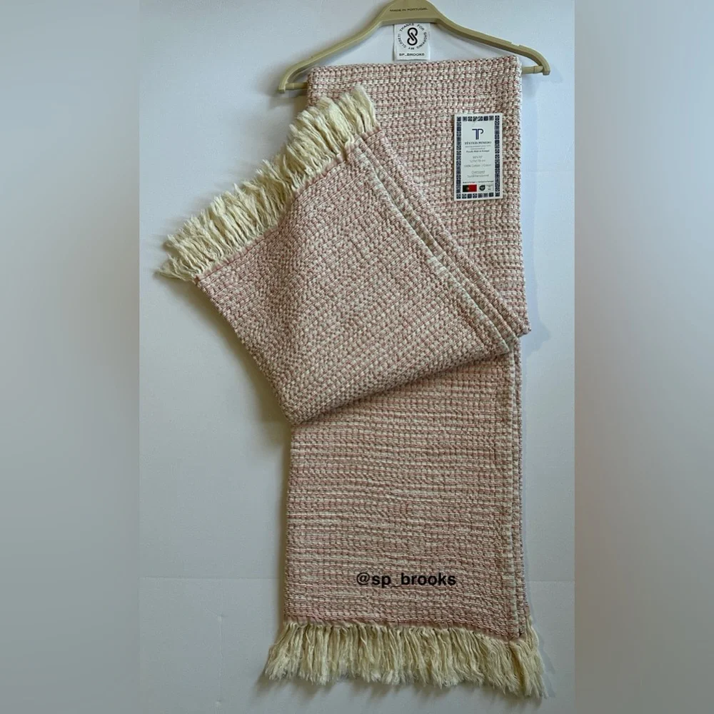 🎁Texteis Penedo Throw Blanket - Peppermint - Reverse Waffle Bands